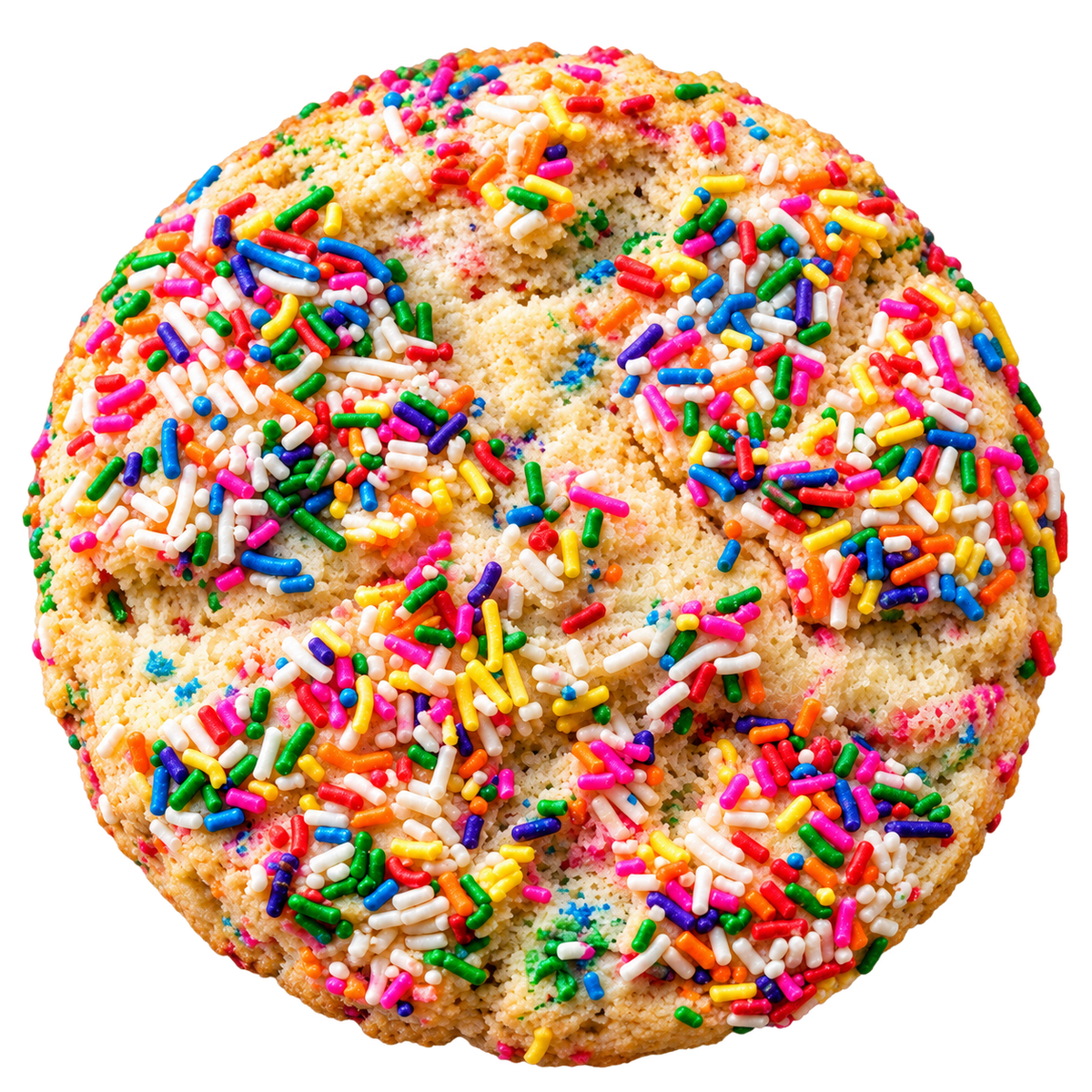 Confetti Sugar cookie covered in colorful rainbow sprinkles